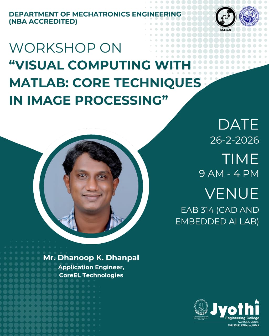 MRE Department Organized Hands-On Workshop on Visual Computing with MATLAB 