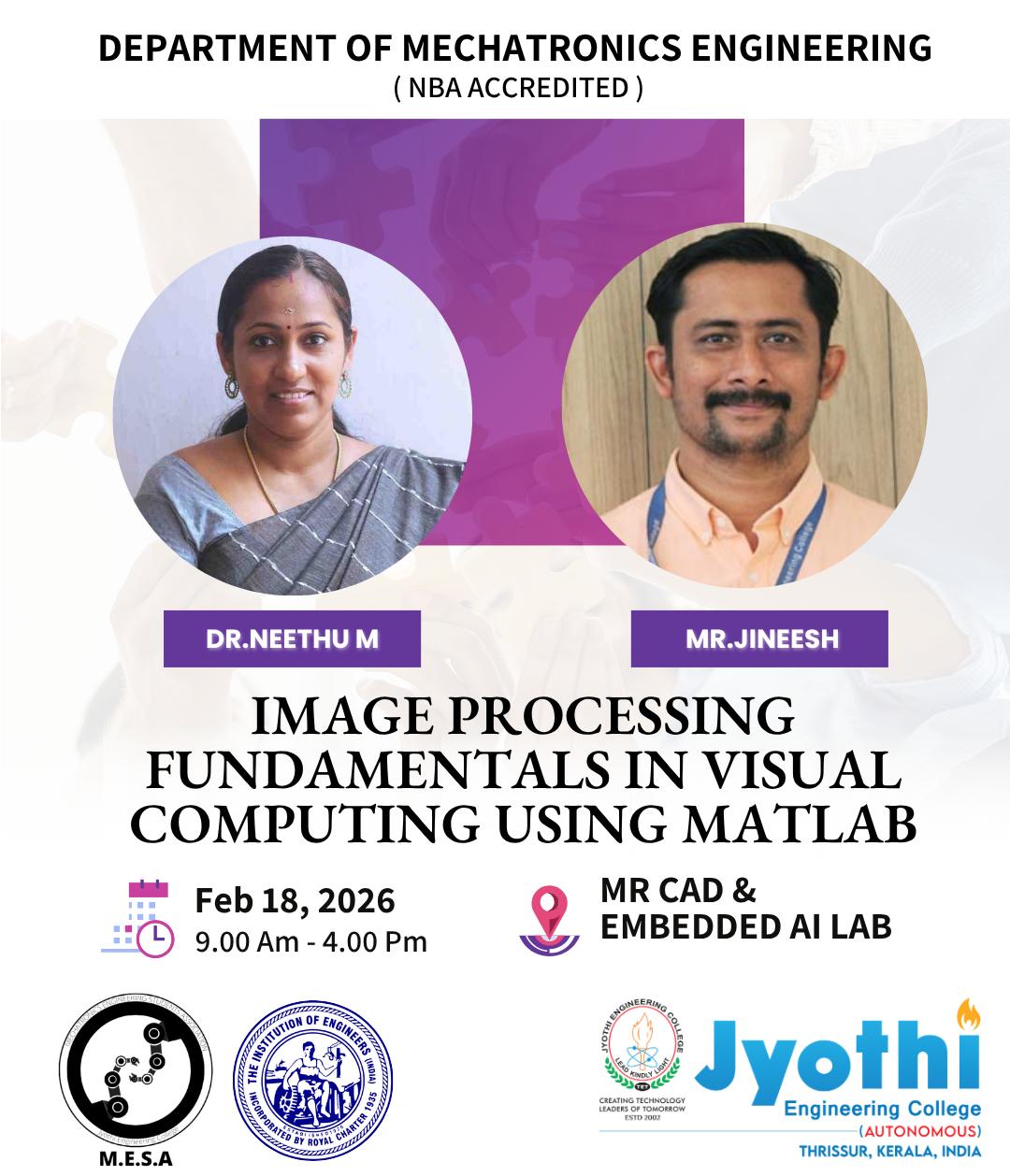 MRE Department Organized Session on Image Processing Fundamentals Using MATLAB 
